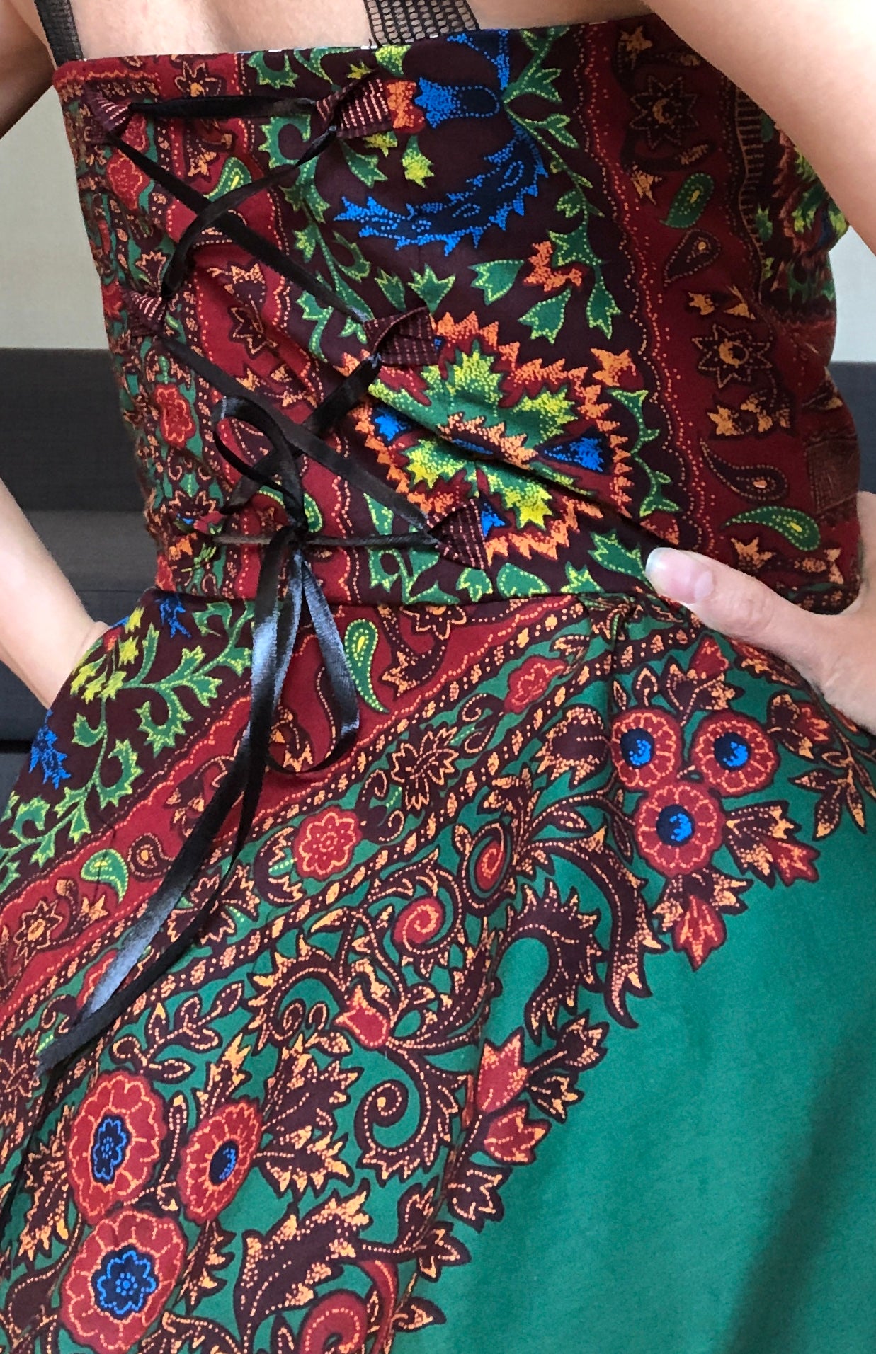 ROBE CORSET PRINCESSE WAX BATIK VERT