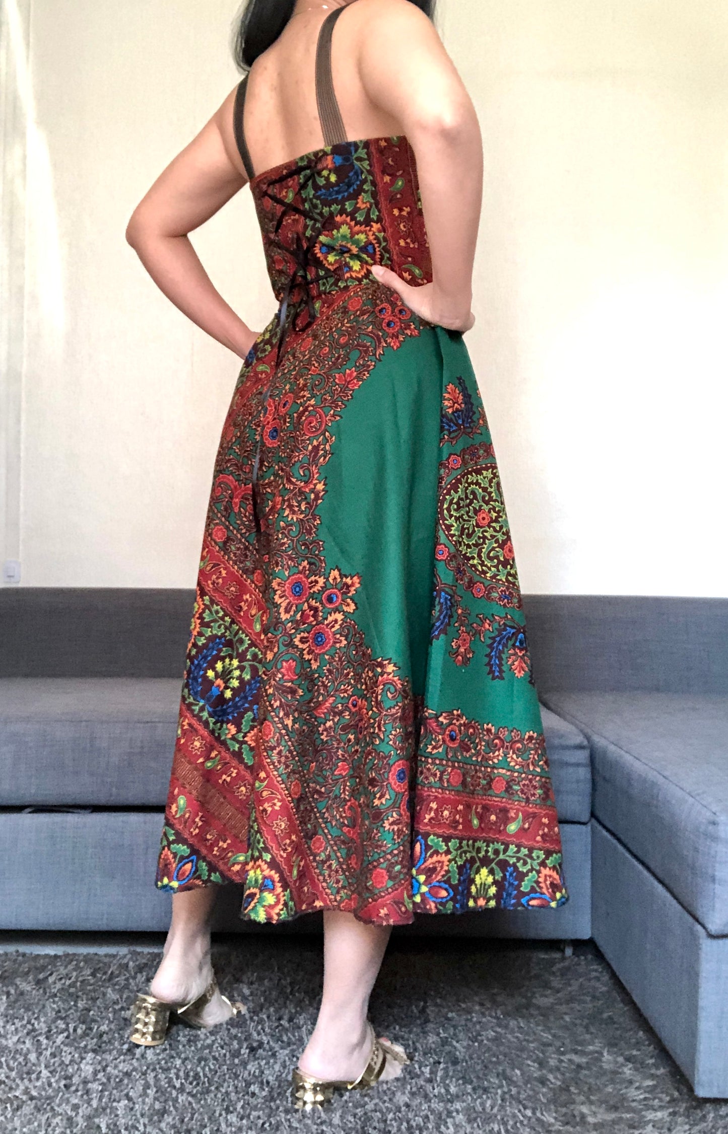 ROBE CORSET PRINCESSE WAX BATIK VERT