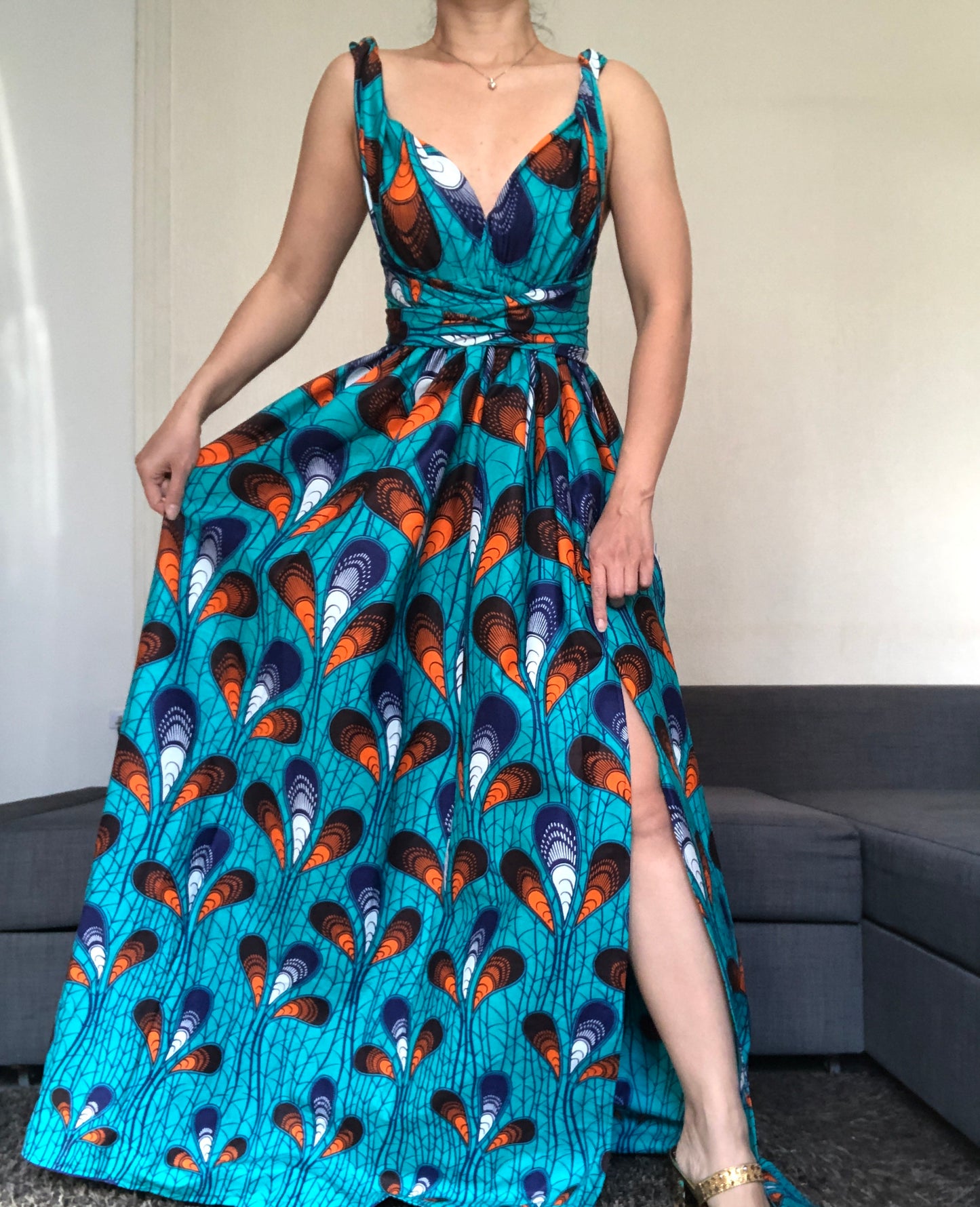 ROBE WAX BLEU PLUME