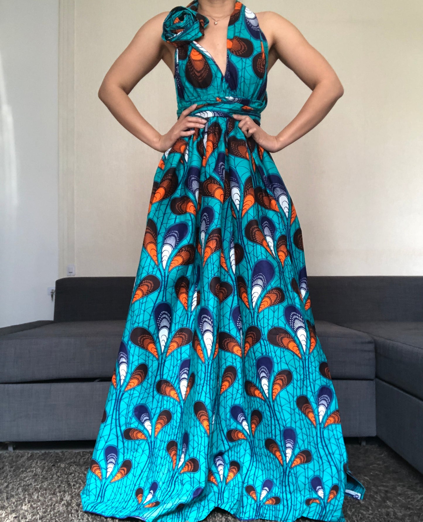 ROBE WAX BLEU PLUME