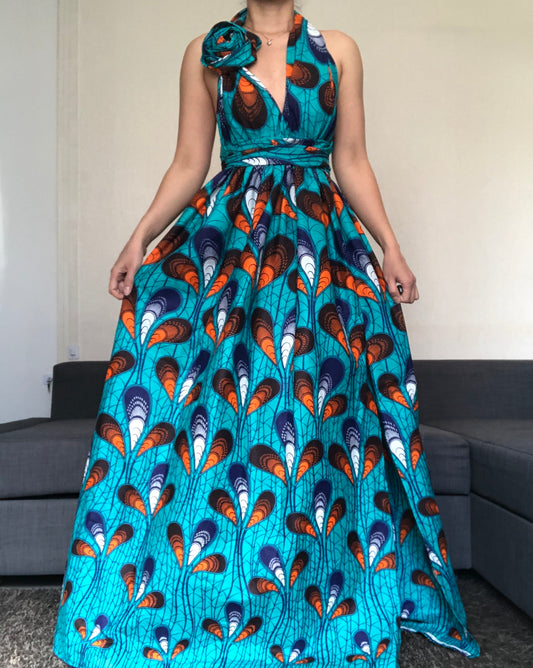 ROBE WAX BLEU PLUME