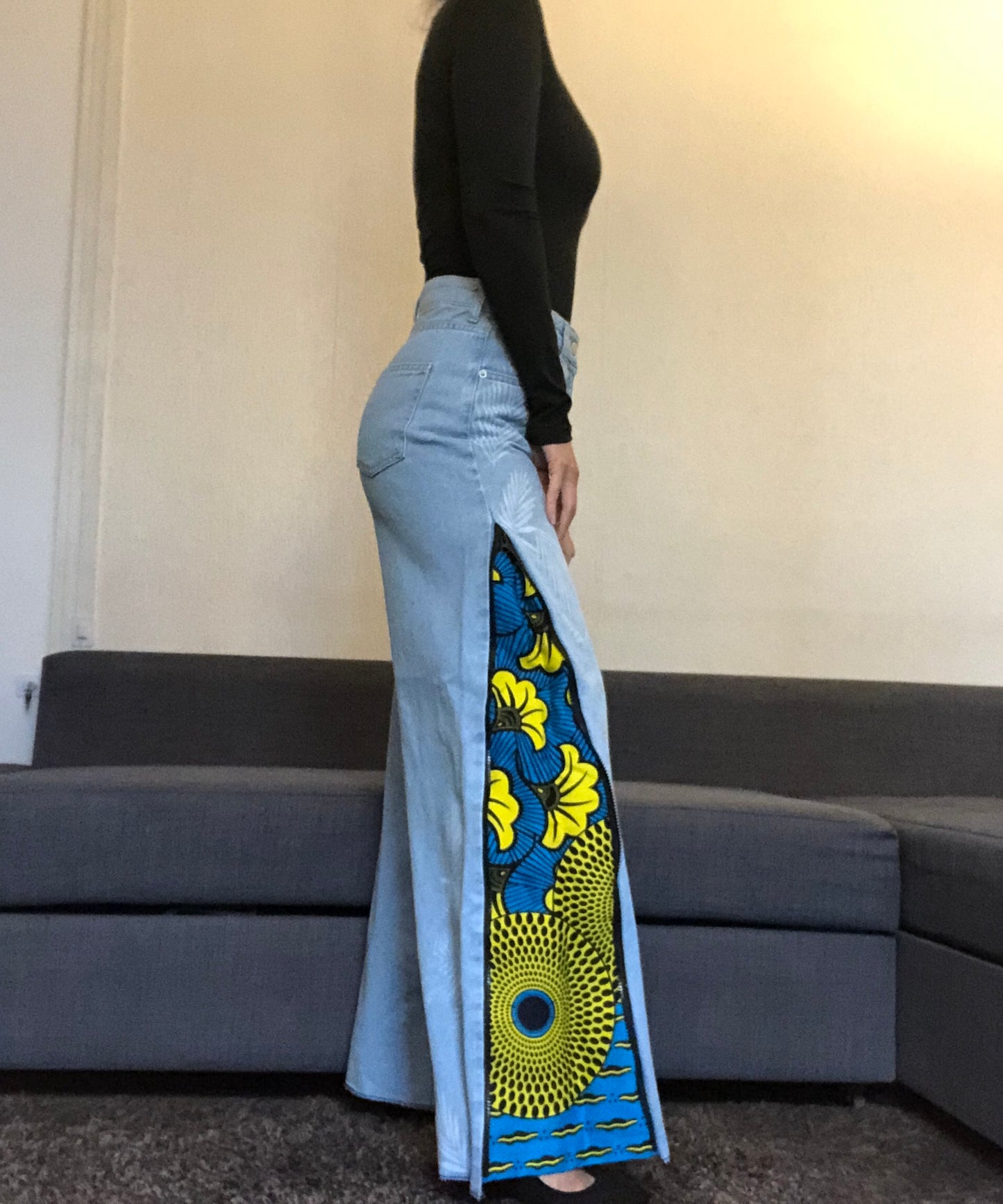 PANTALON EN JEAN MOTIF WAX