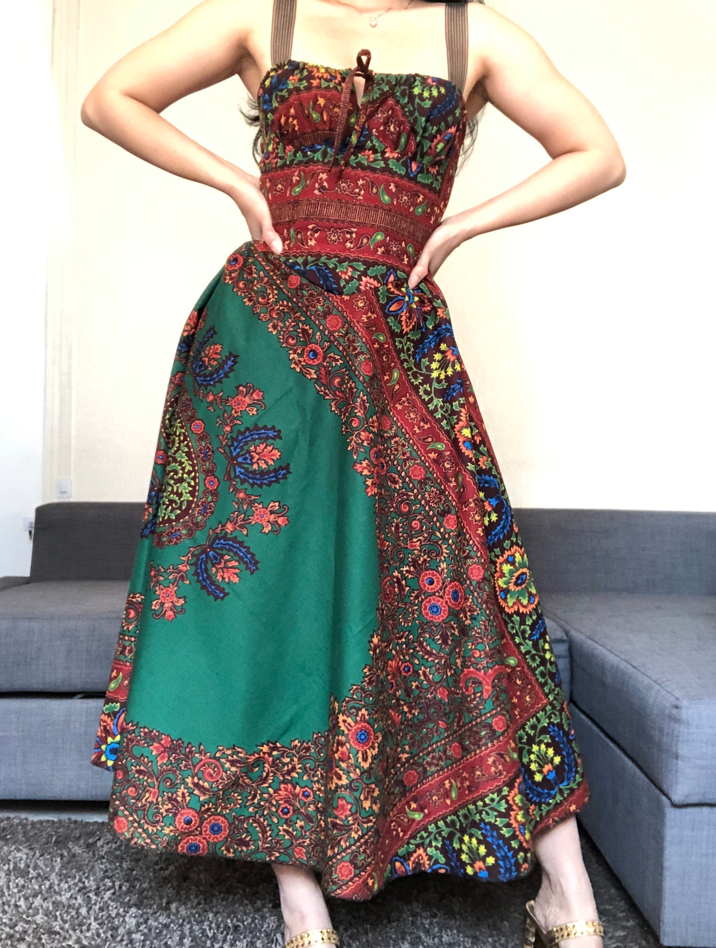 ROBE CORSET PRINCESSE WAX BATIK VERT