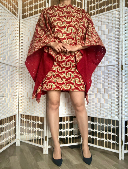 ROBE WAX ROUGE BRODERIE