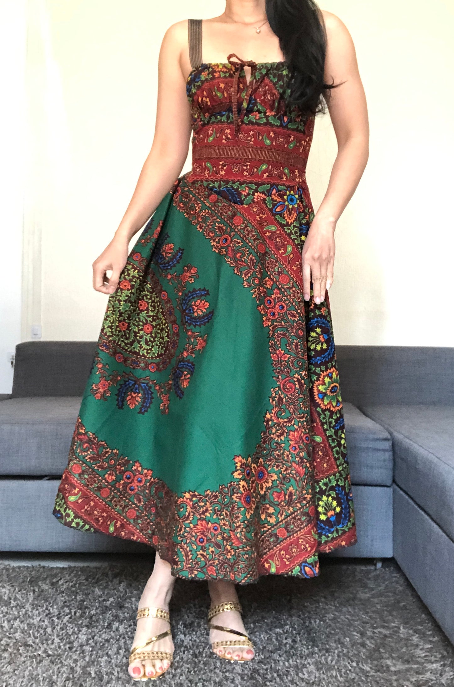 ROBE CORSET PRINCESSE WAX BATIK VERT