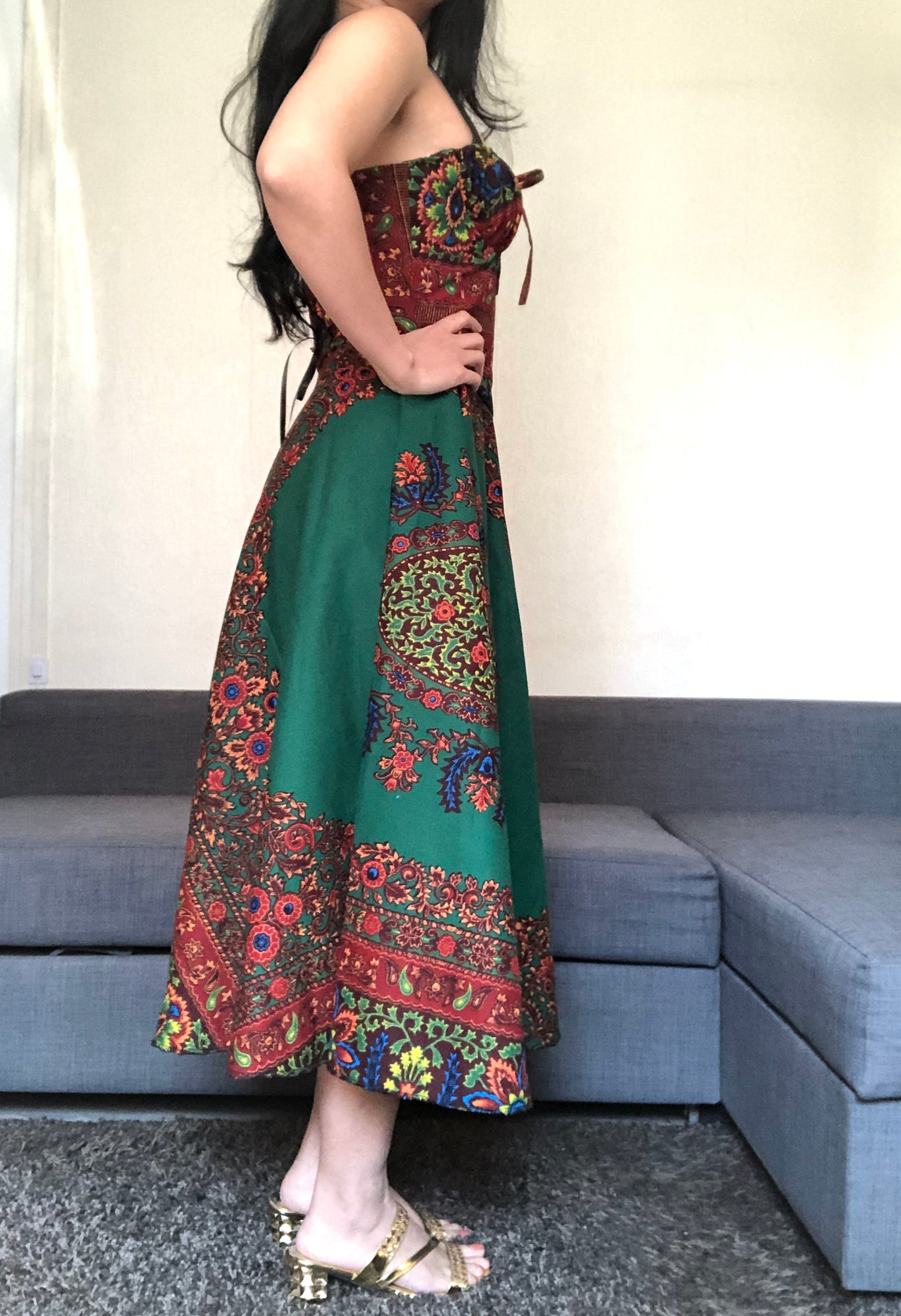 ROBE CORSET PRINCESSE WAX BATIK VERT