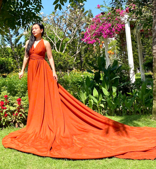 ROBE VOLANT, FLYING DRESS, ROBE CONVERTIBLE TERRACOTTA