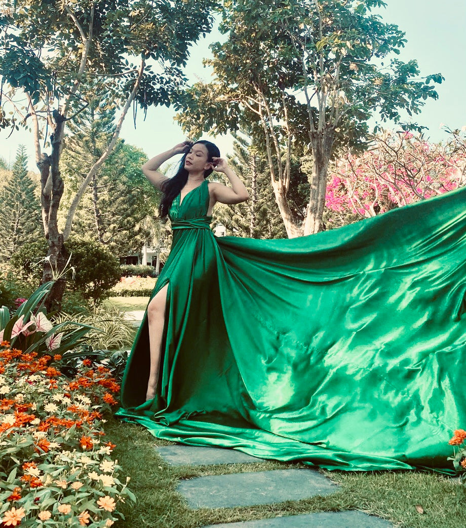 ROBE VOLANT, FLYING DRESS, ROBE CONVERTIBLE GREEN